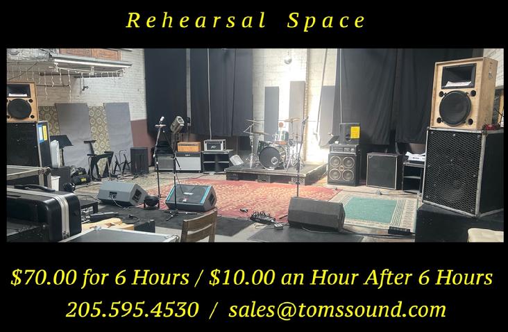 Toms Sound Rehearsal Space  sales@tomssound.com